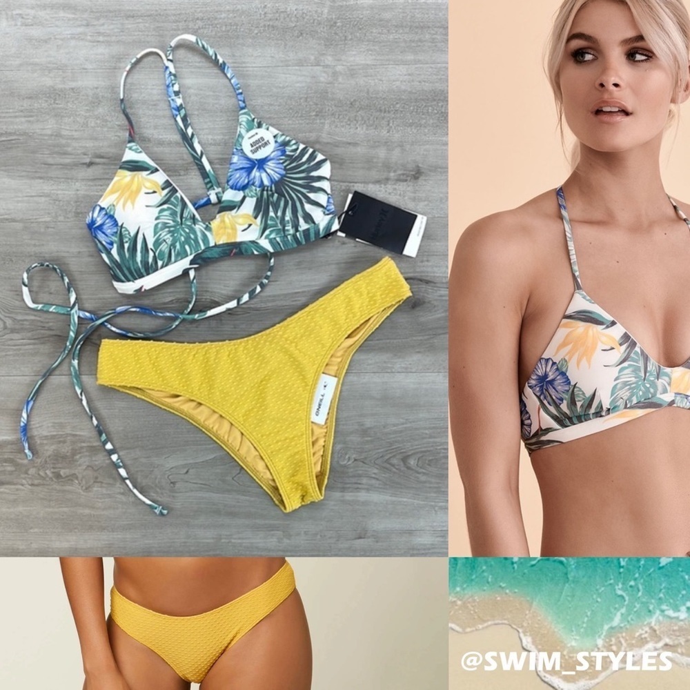☀️HURLEY☀️O’NIELL☀️ADJUSTABLE SUPPORTED  MATIRA SALTWATER SOLIDS TEXTURE BIKINI